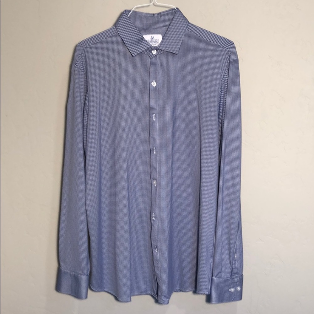 Mizzen+Main athletic wear dress shirt blue/white